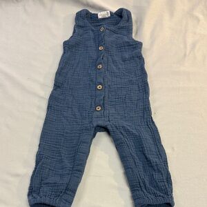 RISE Little Earthlings - Kids Blue Button-Up Romper/Coveralls/Overalls